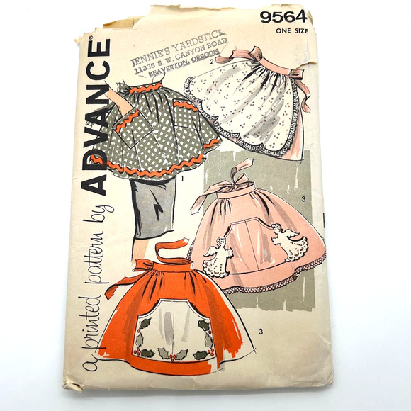 Advance Vintage 1950's Pattern #9564 Half Aprons One Size - Picture 1 of 7